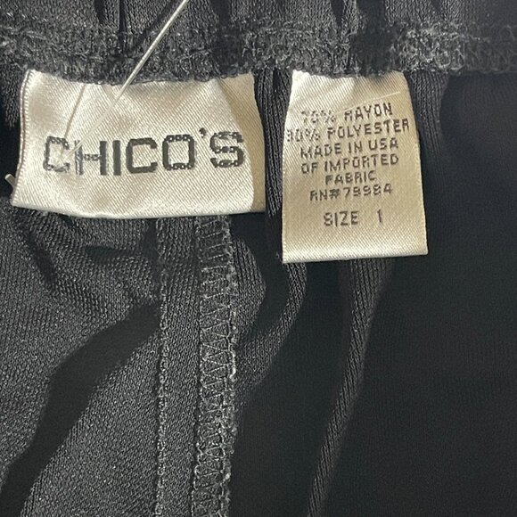 Womens Chicos Black Wide-Leg Stretch Pants Elastic Waist Comfortable Wear Size S - Picture 6 of 12